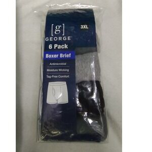 George 3XL Mens 6 Pack‎ Boxer Briefs Antimicrobial Moisture Wicking Underwear